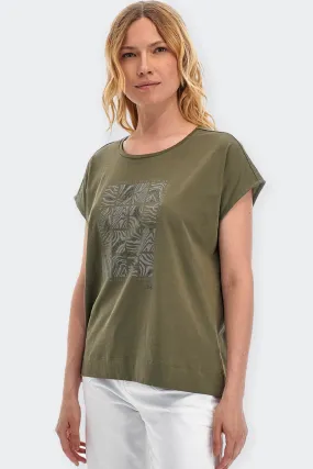 T-SHIRT MANICA CORTA IN COTONE VERDE MILITARE