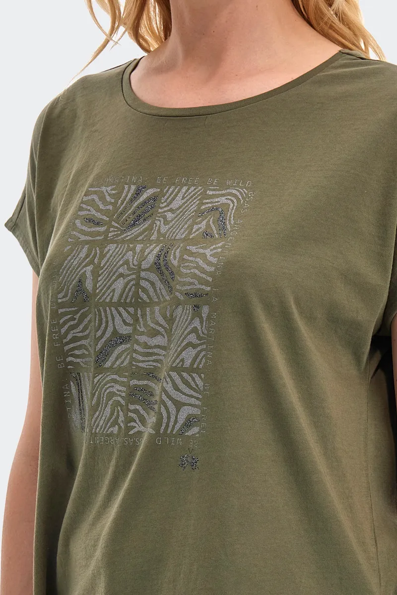 T-SHIRT MANICA CORTA IN COTONE VERDE MILITARE