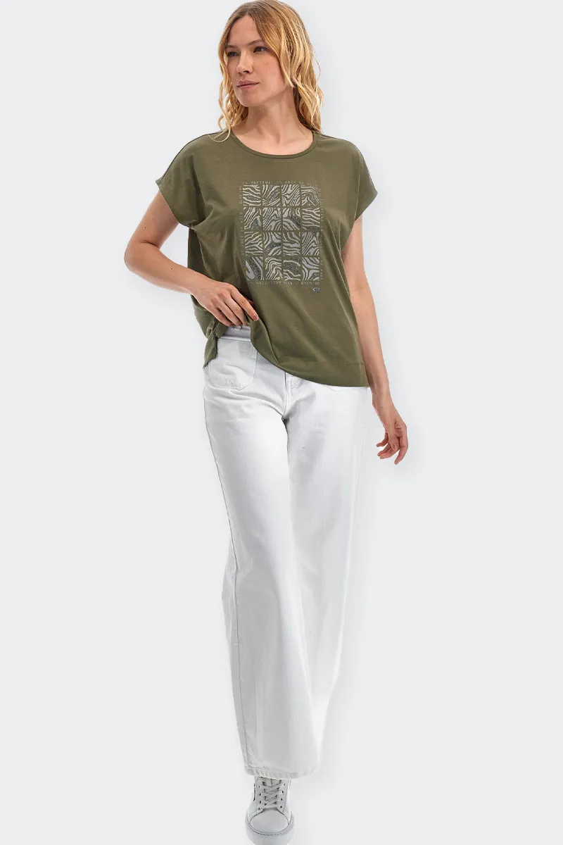 T-SHIRT MANICA CORTA IN COTONE VERDE MILITARE