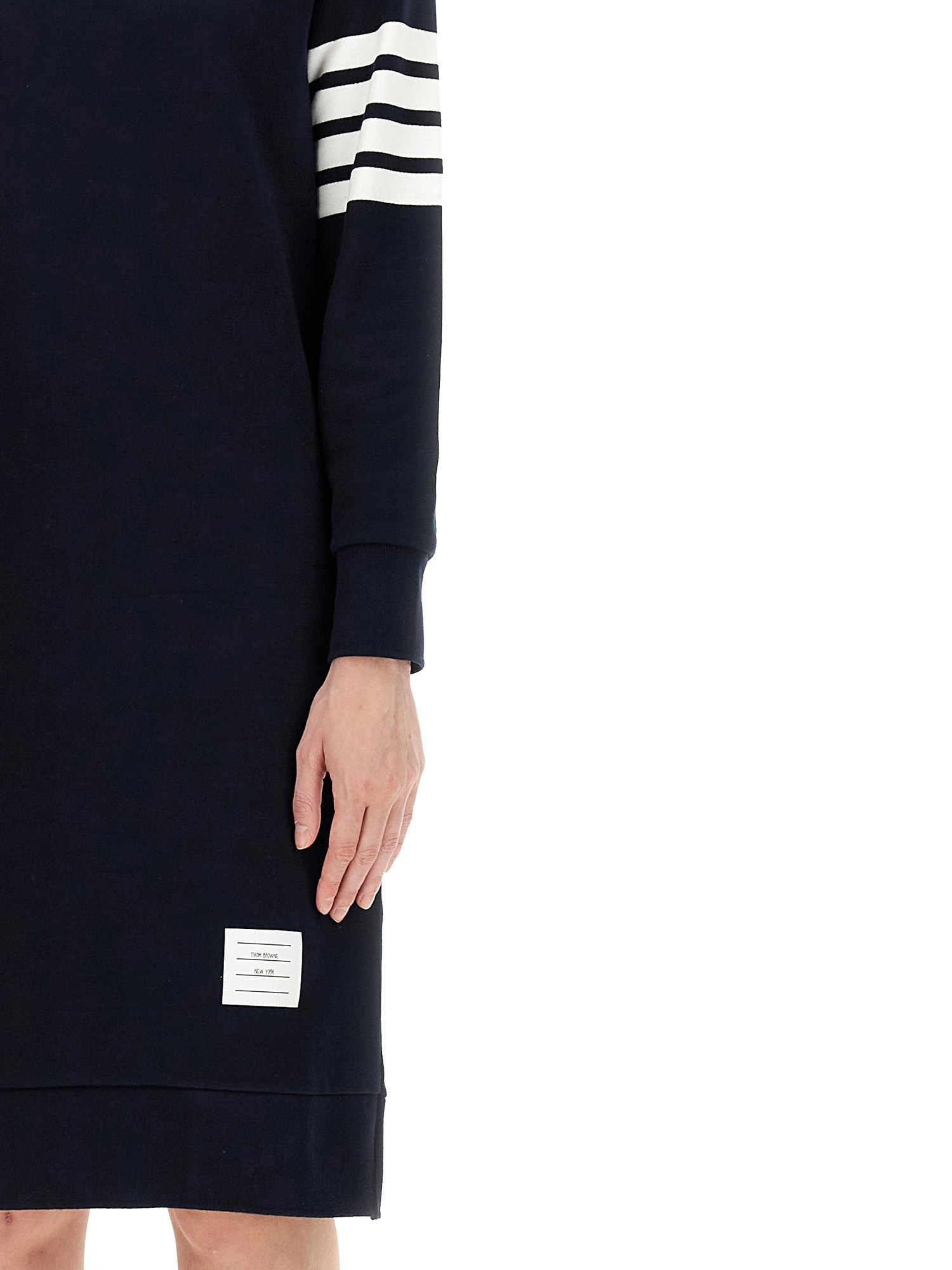 THOM BROWNE    COTTON FLEECE DRESS WITH 4-BAR DETAIL