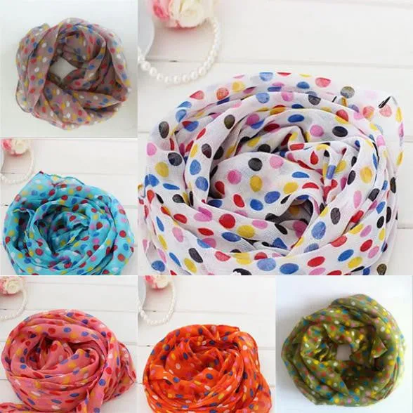 Toddlers Kids Girls Scarf Voile Dots Scarves Shawls Wrap Candy Neckerchief SM6