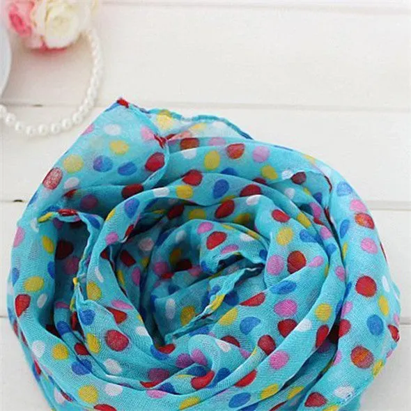 Toddlers Kids Girls Scarf Voile Dots Scarves Shawls Wrap Candy Neckerchief SM6