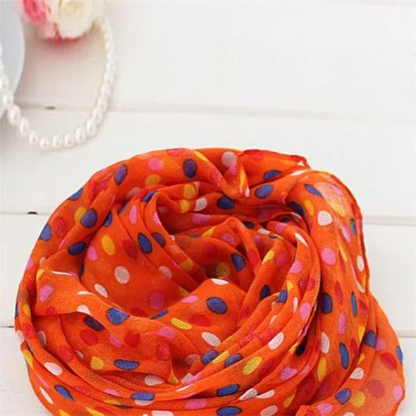 Toddlers Kids Girls Scarf Voile Dots Scarves Shawls Wrap Candy Neckerchief SM6