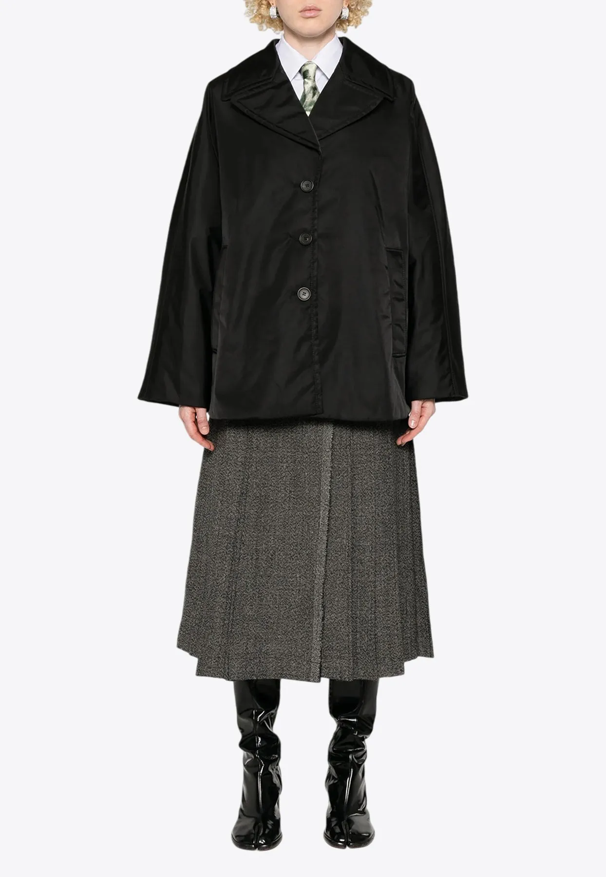 Twill Single-Breasted Cape Coat