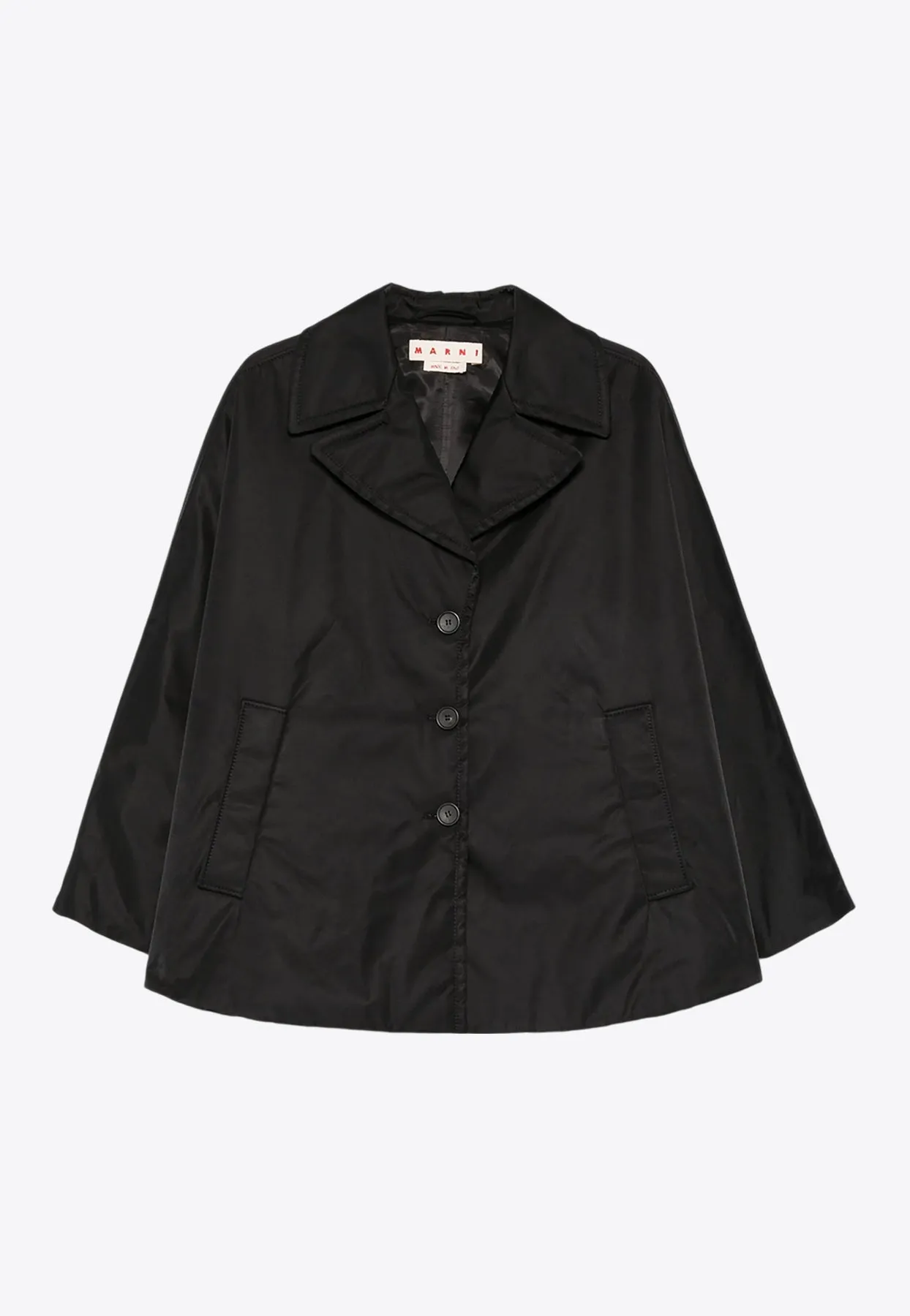 Twill Single-Breasted Cape Coat