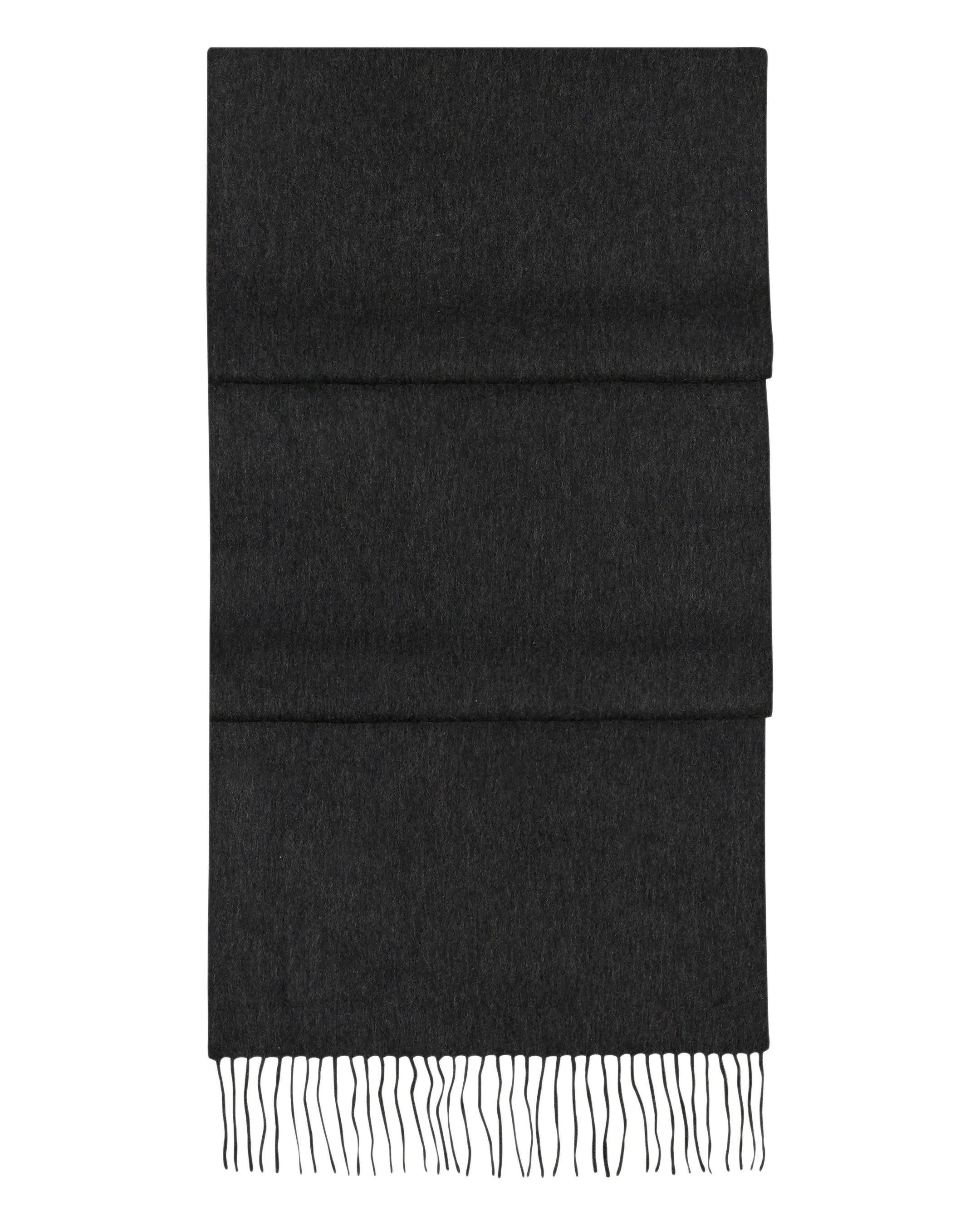 Unisex Large Woven Cashmere Scarf Dark Charcoal Grey