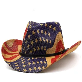 Unisex Summer Outdoor Paper Straw Wide Brim Western Cowboy Hat