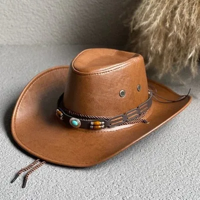 Unisex Vintage Western Style Solid Pattern Cowboy Panama Jazz Cap