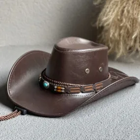 Unisex Vintage Western Style Solid Pattern Cowboy Panama Jazz Cap