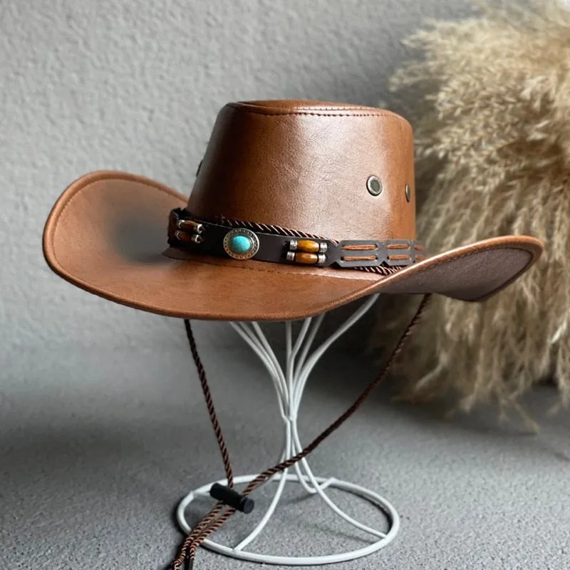 Unisex Vintage Western Style Solid Pattern Cowboy Panama Jazz Cap