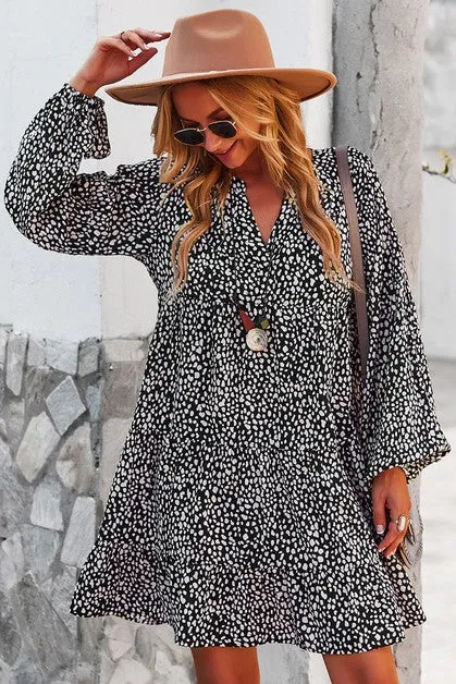 V Neck Polka Dot Tunic Dress