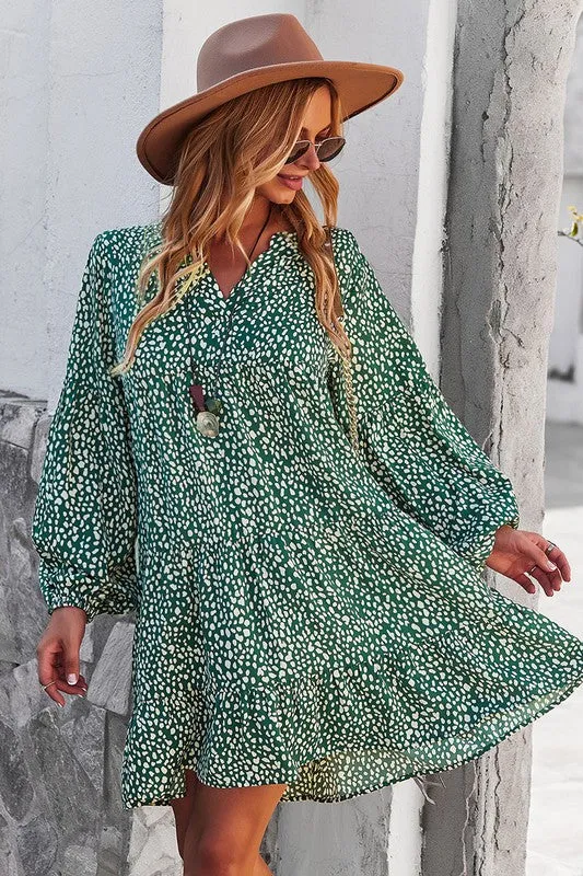 V Neck Polka Dot Tunic Dress