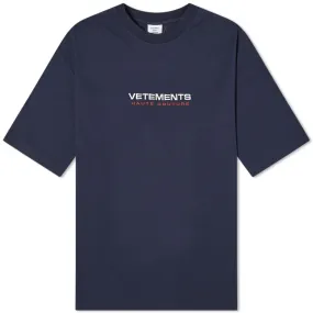 VETEMENTS Oversize Logo Haute Couture T-ShirtNavy