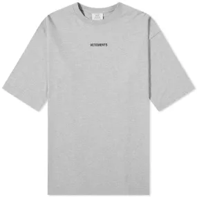 VETEMENTS Oversize Logo Patch T-ShirtGrey Melange