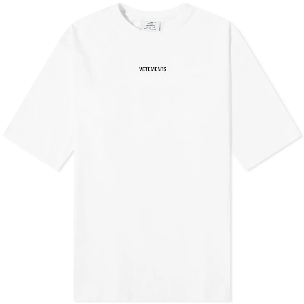 VETEMENTS Oversize Logo Patch T-ShirtWhite