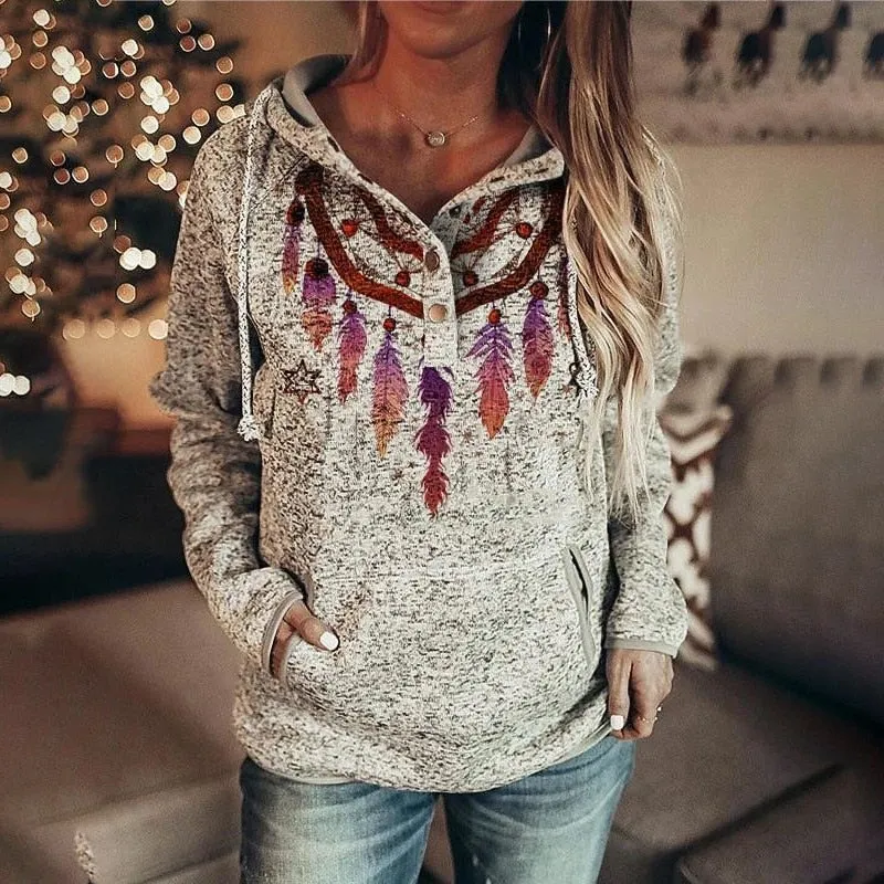 Vintage Print Hoodies for Women 2022