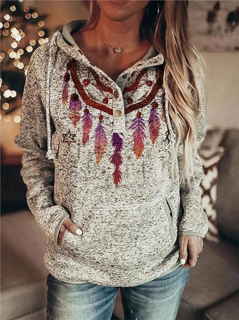 Vintage Print Hoodies for Women 2022