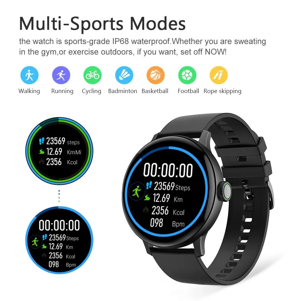 Waterproof Bluetooth Call Heart Rate Monitoring Full Touch Smart Watch