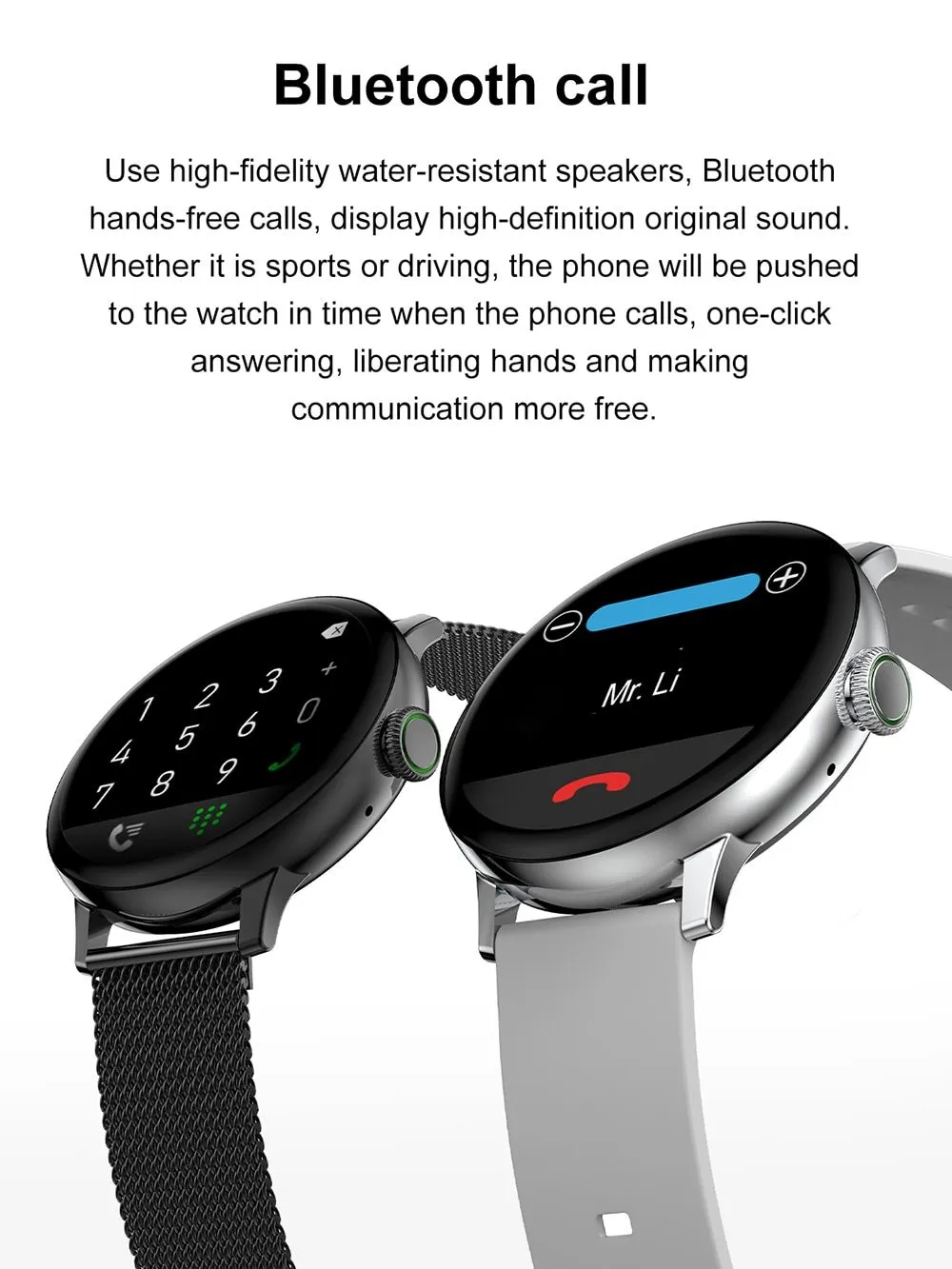 Waterproof Bluetooth Call Heart Rate Monitoring Full Touch Smart Watch