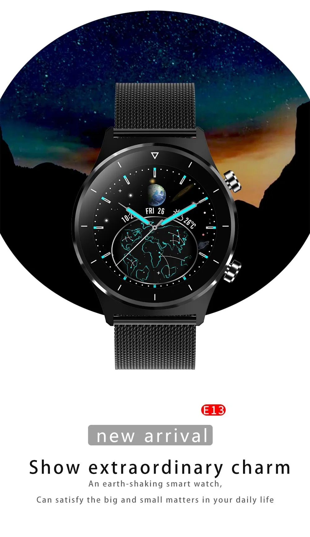 Waterproof Full Touch Multiple Sports Mode Weather Heart Rate Smart Watch