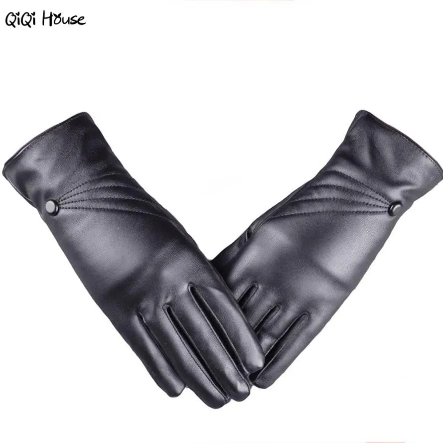 Winter Gloves Women Leather Elegant =Screen Gloves Warm Outwear Winter Gloves Luva Inverno#A121 SM6