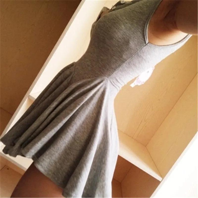 Women European Style Party Dress Sexy Grey Sleeveless Ladies Irregular Dresses V-Neck Females Sweet Retro Vestidos 72550 SM6