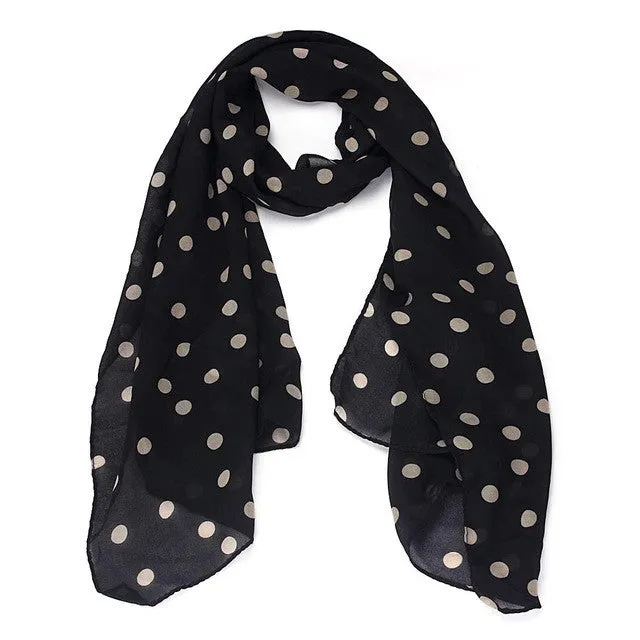 women scarf Long Wrap Shawl Polka Dot Chiffon Scarf Scarves Stole for  SM6