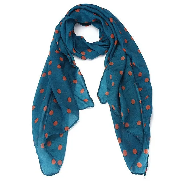 women scarf Long Wrap Shawl Polka Dot Chiffon Scarf Scarves Stole for  SM6