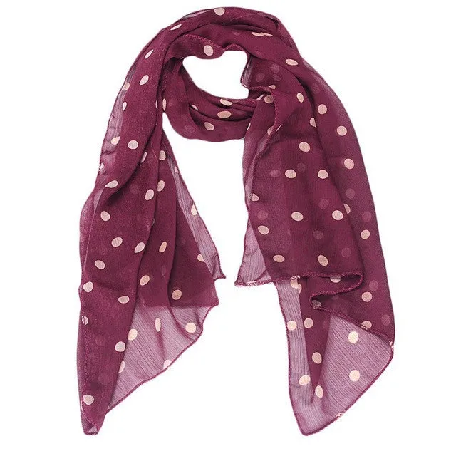 women scarf Long Wrap Shawl Polka Dot Chiffon Scarf Scarves Stole for  SM6