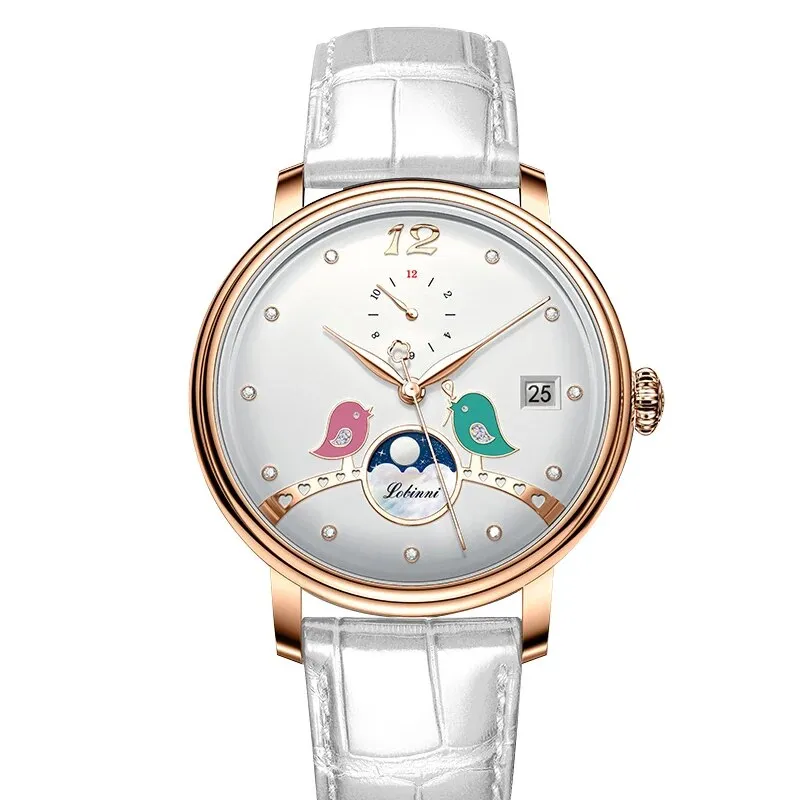 Women's Casual Automatic Self-Wind Waterproof Lovebirds Watch