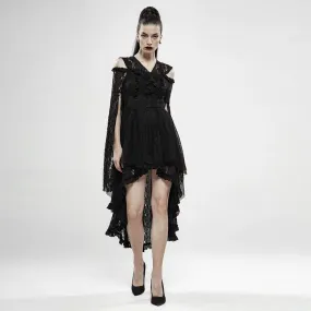 Women's Goth Witch Lace Irregular Dresses With Hooded