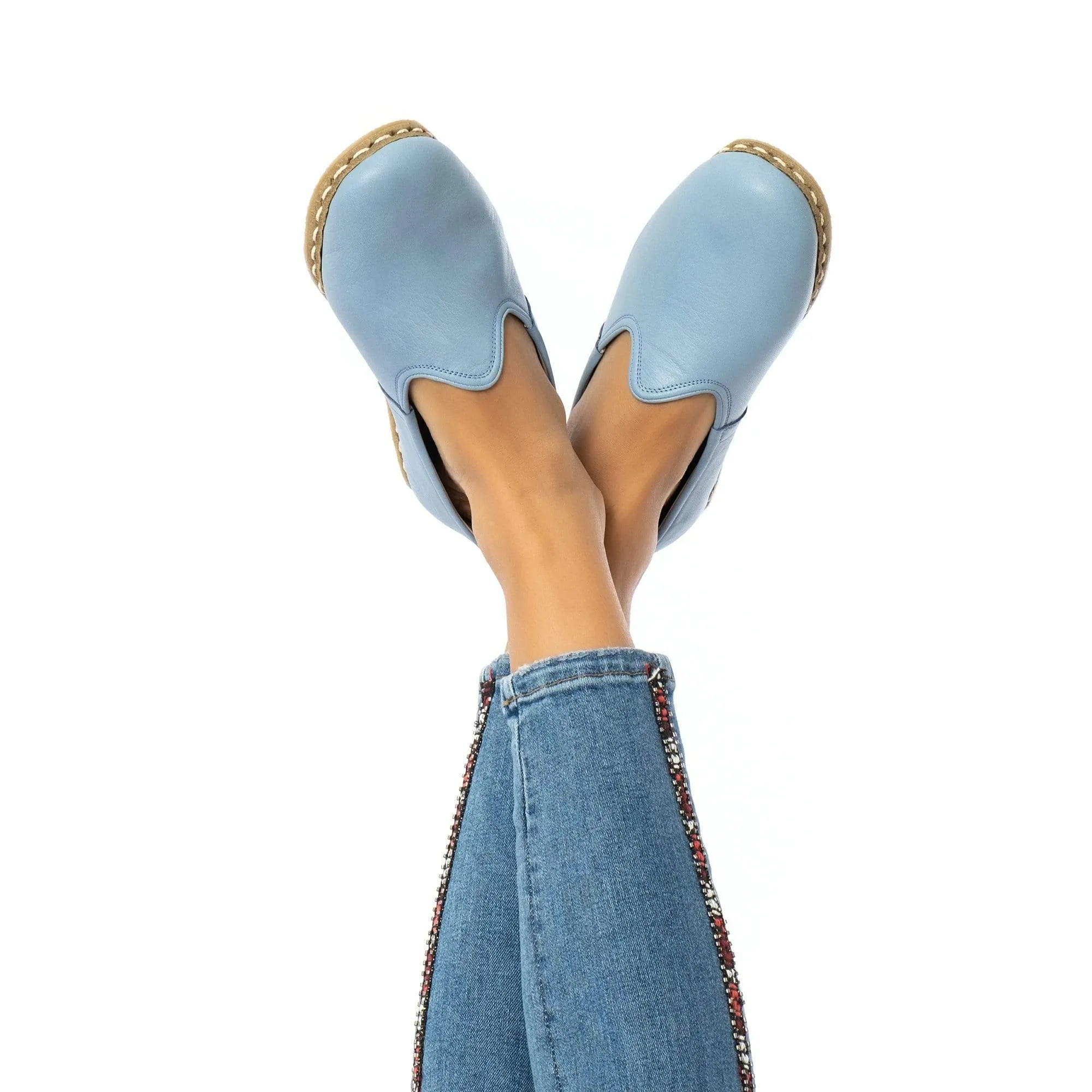 Women's Sky Blue Slip On Shoes