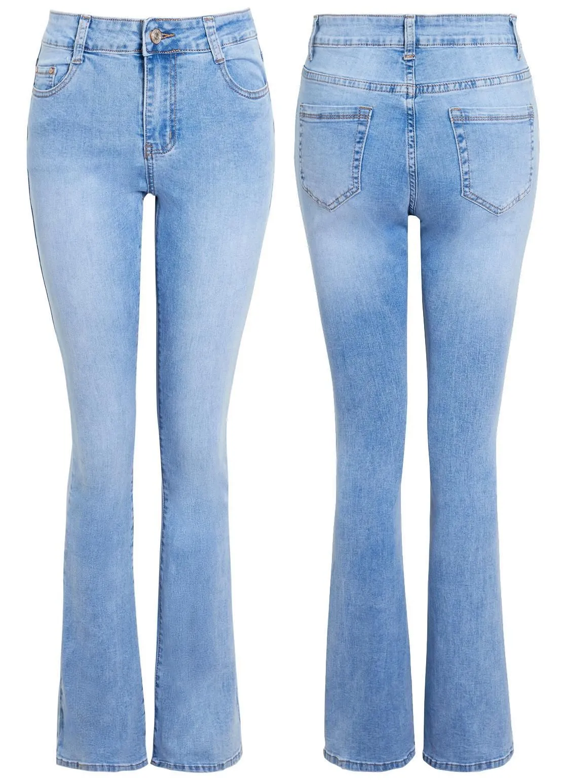 Womens Slim Fit Blue Bootcut Jeans with High Waist, UK Sizes 8 to 16