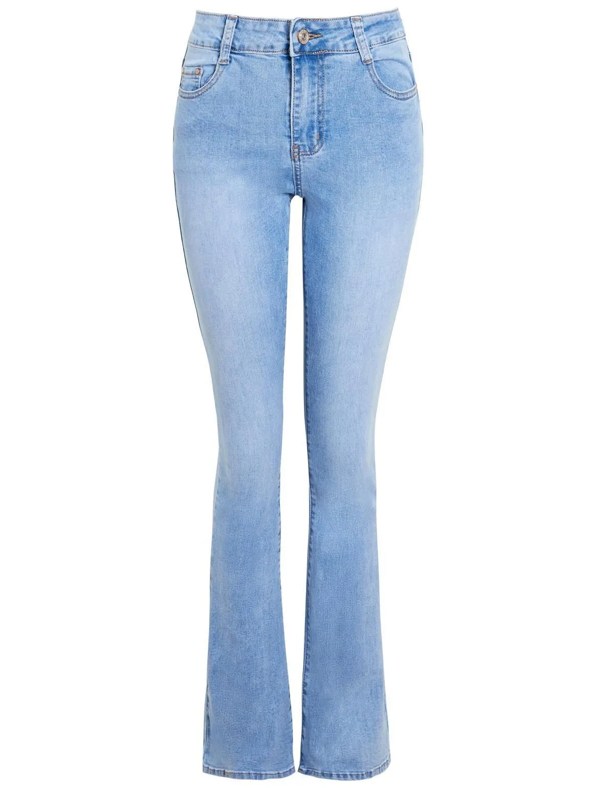 Womens Slim Fit Blue Bootcut Jeans with High Waist, UK Sizes 8 to 16