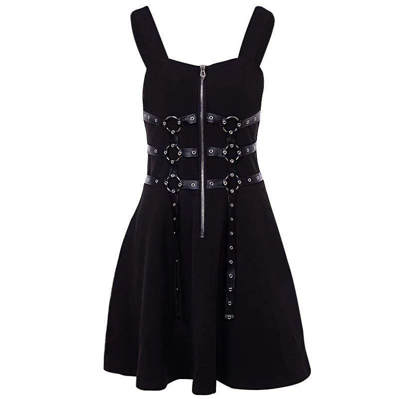 Women's Zipper Fly Suspender Dresses With Harness