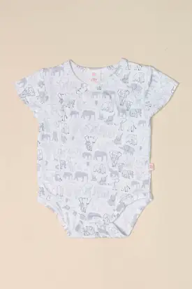 Wrap Onesie - Grey Elephant Families