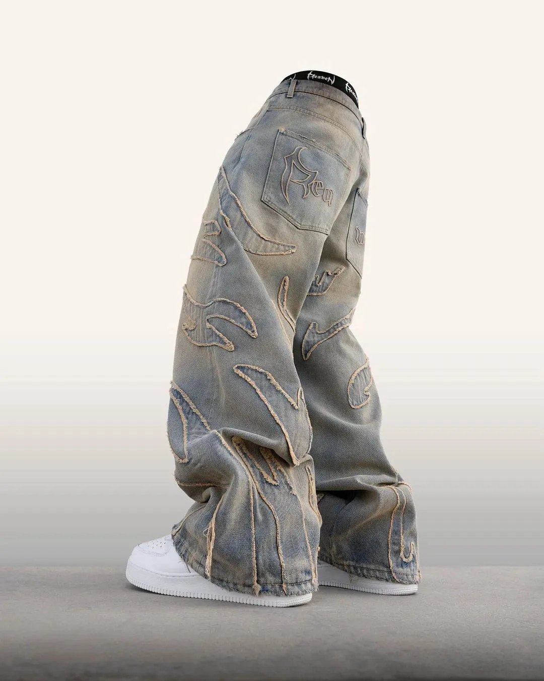 Y2k Retro Raw Edge Patchwork Denim Jeans