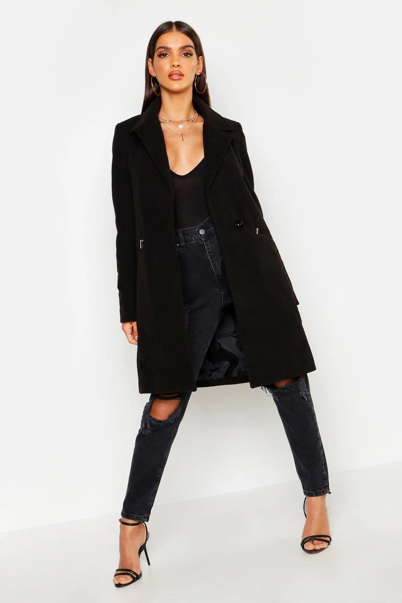 Zip Pocket Tailored Coat